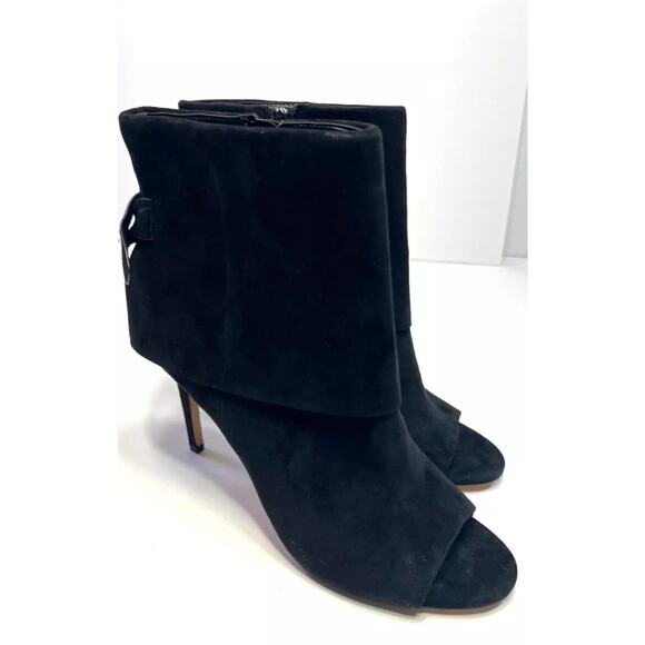 Vince Camuto Women’s Amesha Bootie Open Toe Black Suede Heels Choose Size NIB - Picture 7 of 7